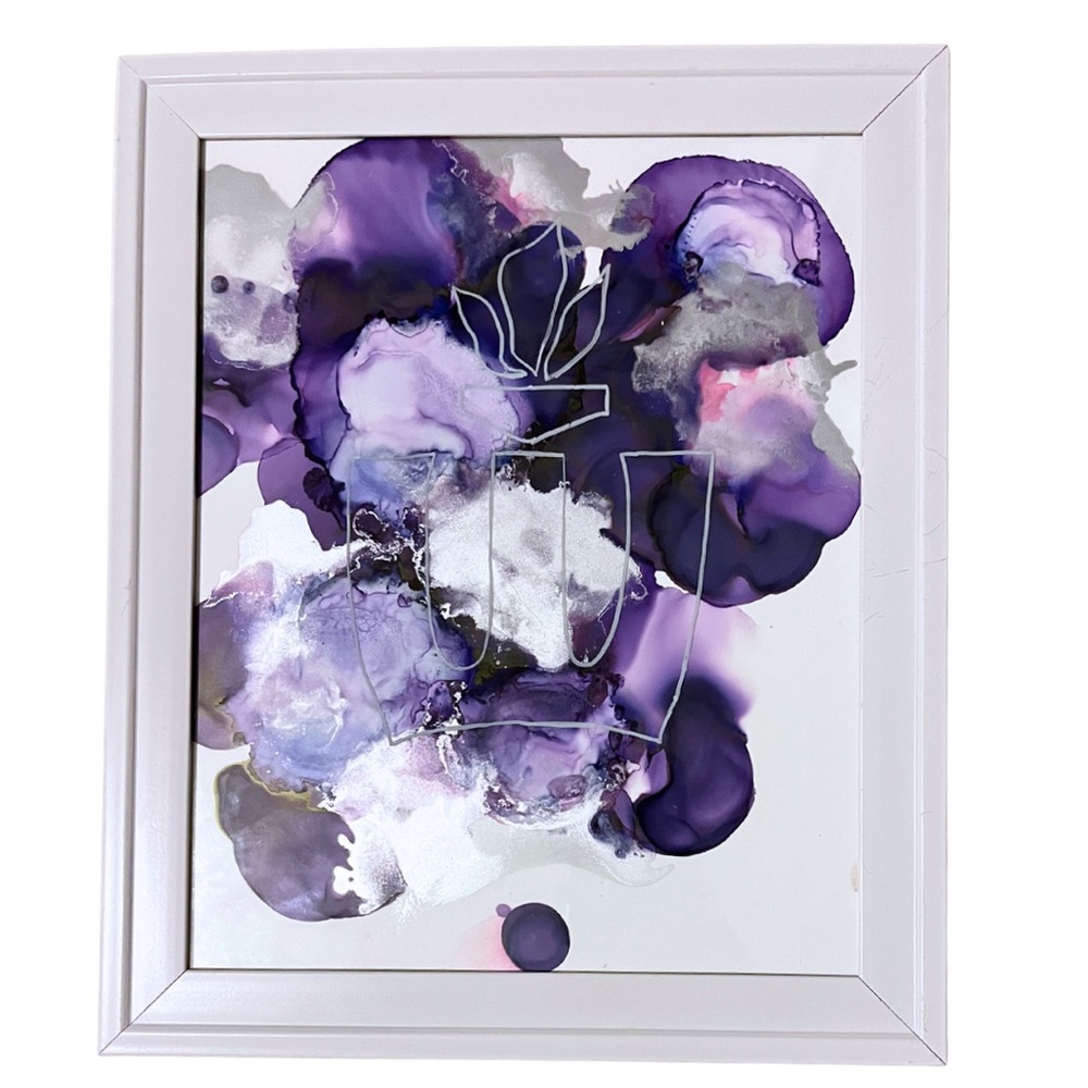 Winona State University Abstract Purple and White Framed Art